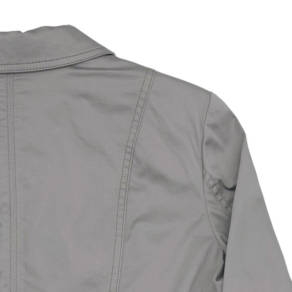 White House Black Market Military Jacket Womens 14 Grey Cropped Pockets - Picture 10 of 12